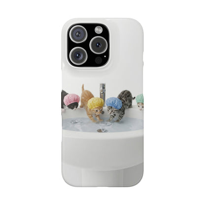 Slim Phone Case — Cute Kittens in Bathtub Design