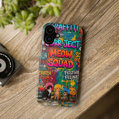 Meow Squad Graffiti Phone Case — Colorful Cat Crew Slim Case