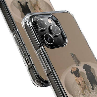 Clear Magnetic Phone Case – Cute Pups in Sink Photo Design