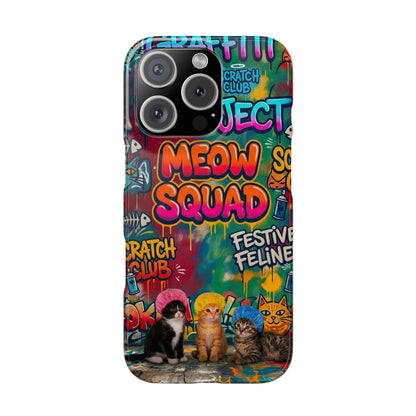 Meow Squad Graffiti Phone Case — Colorful Cat Crew Slim Case