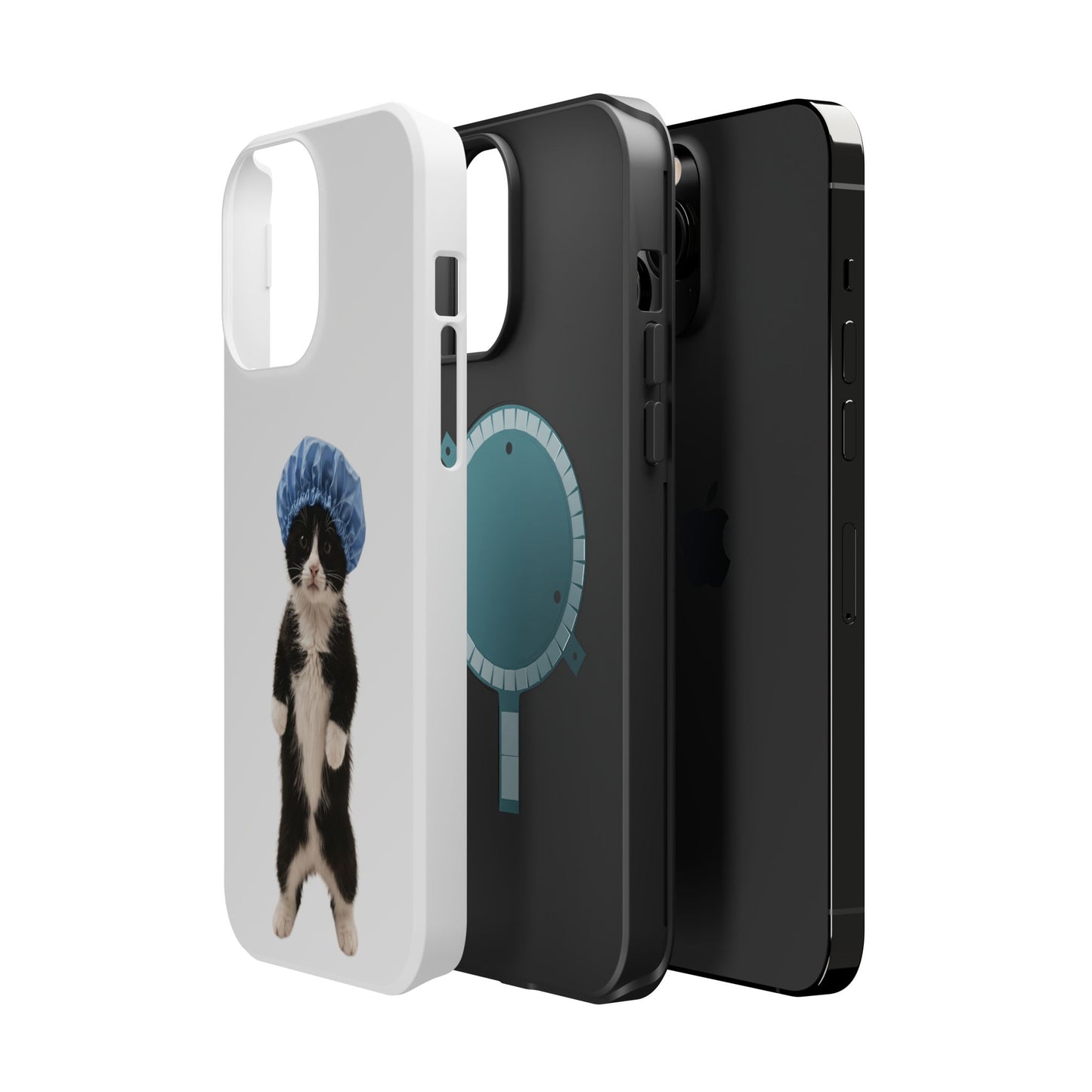 Cute Cat in Shower Cap Magnetic Impact-Resistant Phone Case