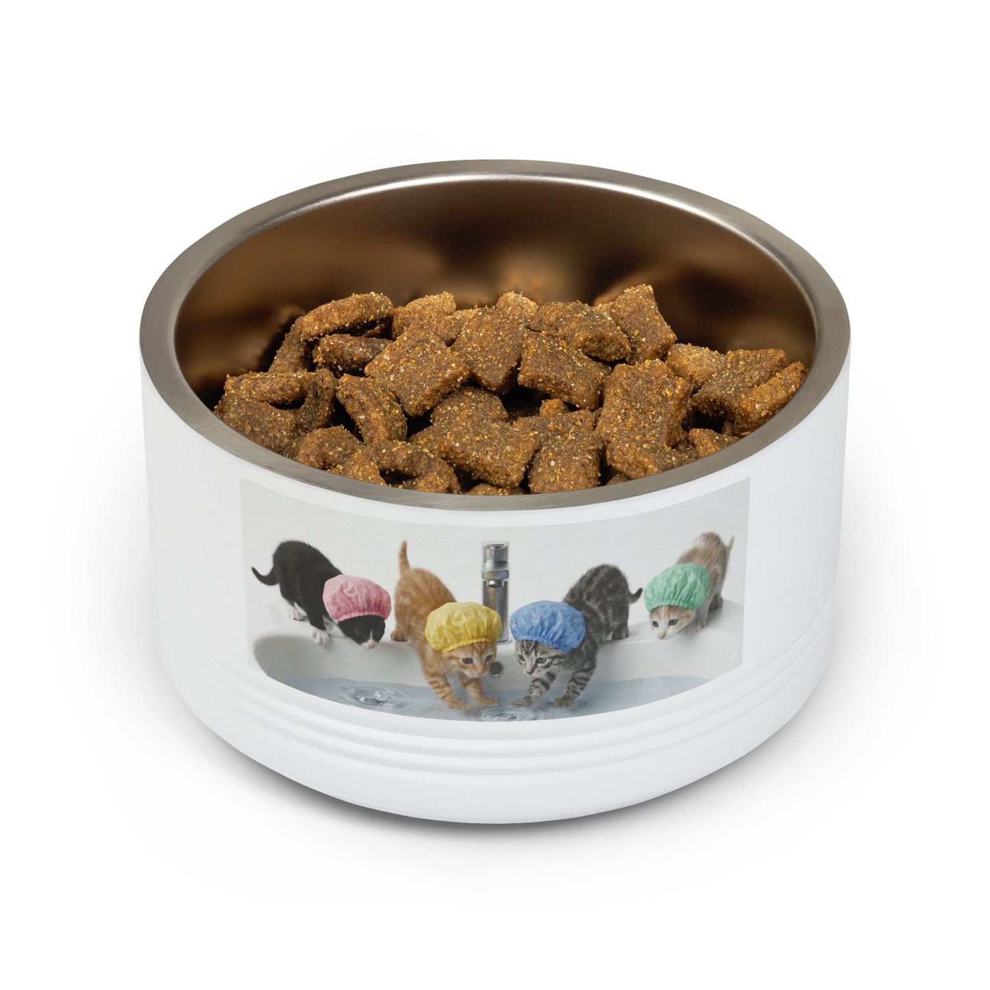 Ceramic Pet Bowl — Playful Kittens Drinking Design, 18 oz