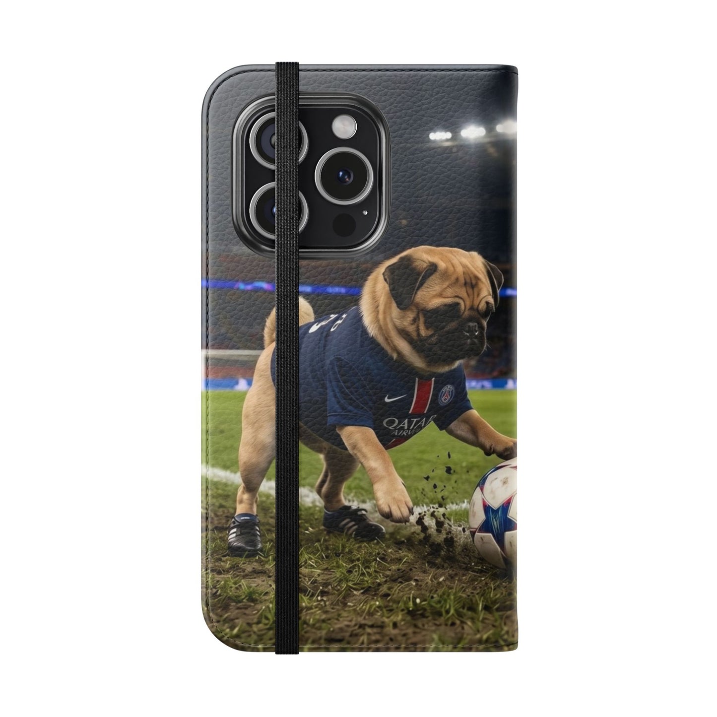 Flip Phone Case — Cute Soccer Pugs Design Wallet Cover