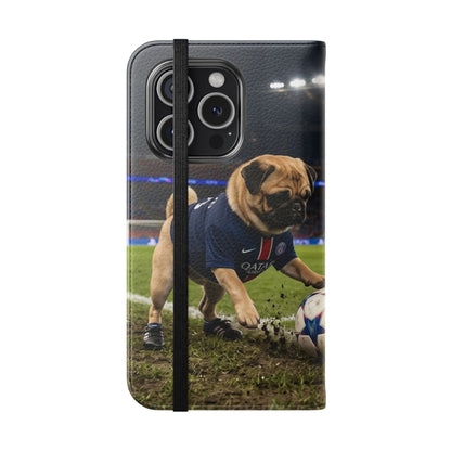 Flip Phone Case — Cute Soccer Pugs Design Wallet Cover
