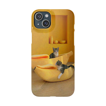 Cat Cozy Phone Case – Cute Kittens in Yellow Living Room Snap Case