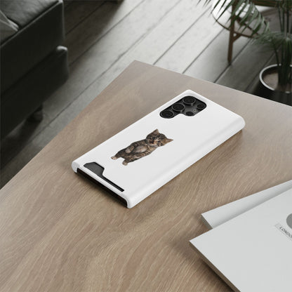 Cute Standing Kitten Phone Case with Card Holder