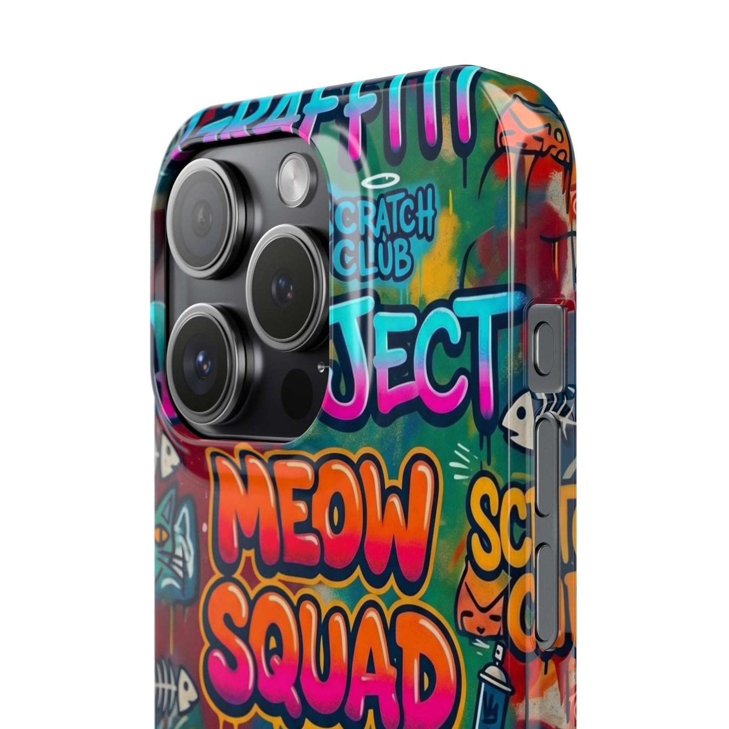 Meow Squad Graffiti Phone Case — Colorful Cat Crew Slim Case