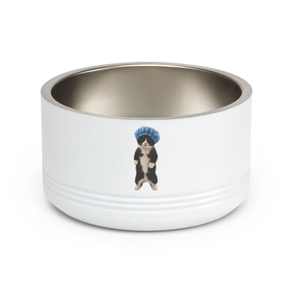Cute Cat with Blue Shower Cap Pet Bowl  (18 oz)