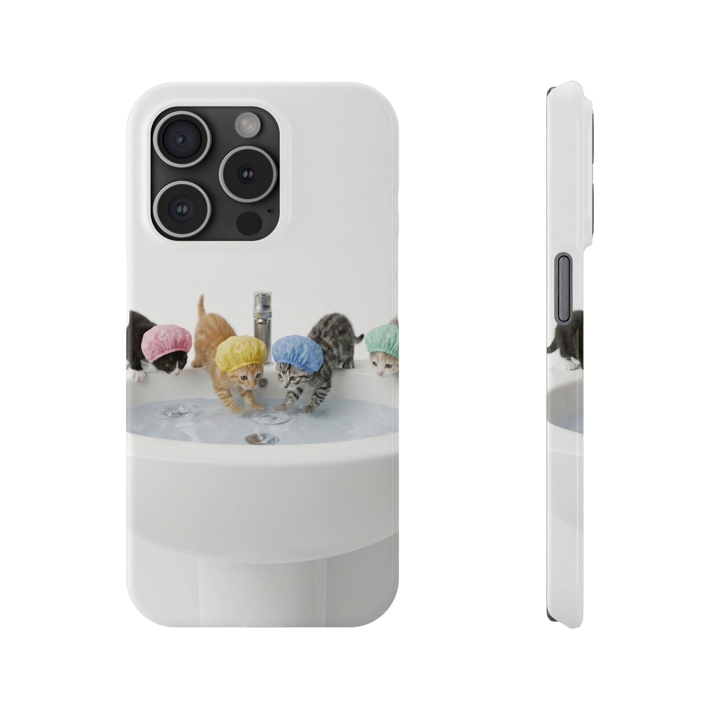 Slim Phone Case — Cute Kittens in Bathtub Design