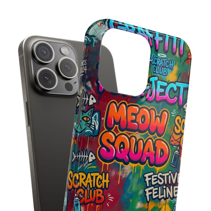 Meow Squad Graffiti Phone Case — Colorful Cat Crew Slim Case