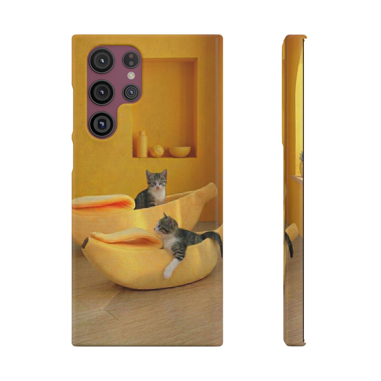 Cat Cozy Phone Case – Cute Kittens in Yellow Living Room Snap Case