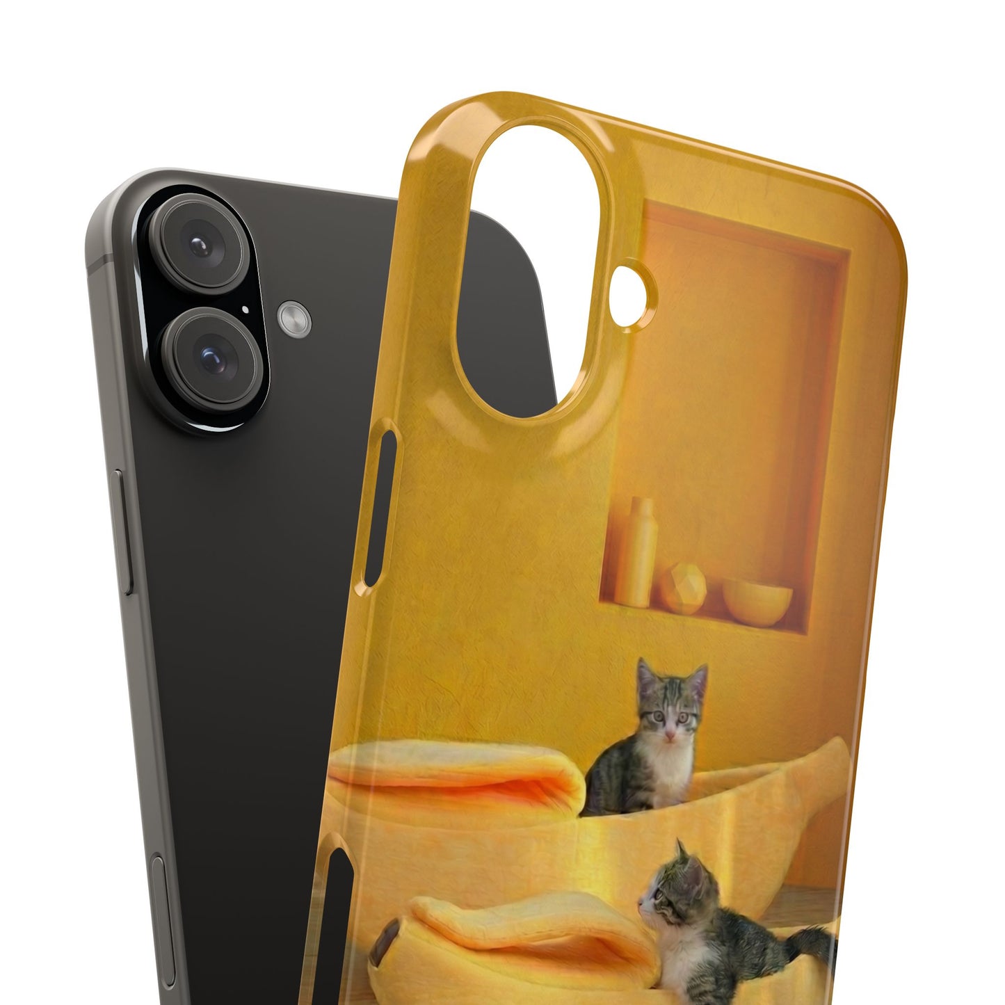 Cat Cozy Phone Case – Cute Kittens in Yellow Living Room Snap Case