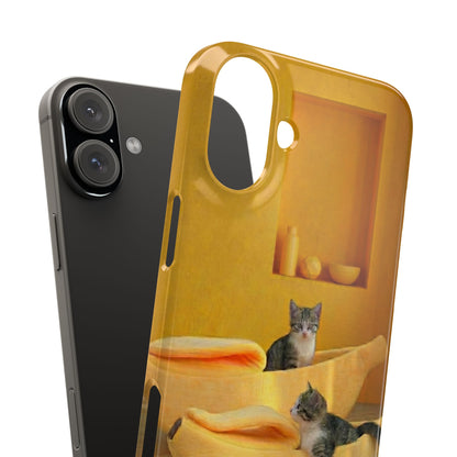 Cat Cozy Phone Case – Cute Kittens in Yellow Living Room Snap Case
