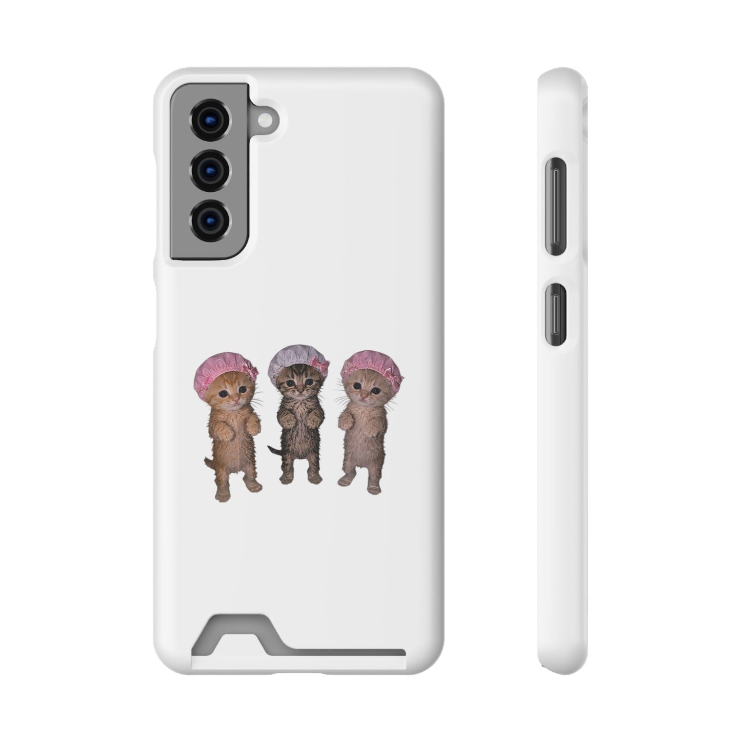Cute Three Kittens Phone Case with Card Holder