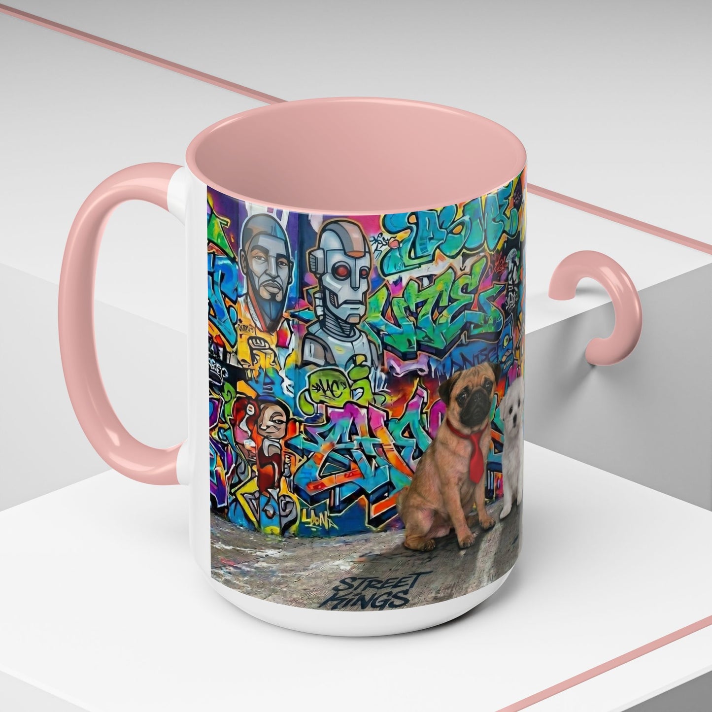 Graffiti Pets Coffee Mug — Colorful Street Art Dog & Cat Accent Mug (11/15oz)