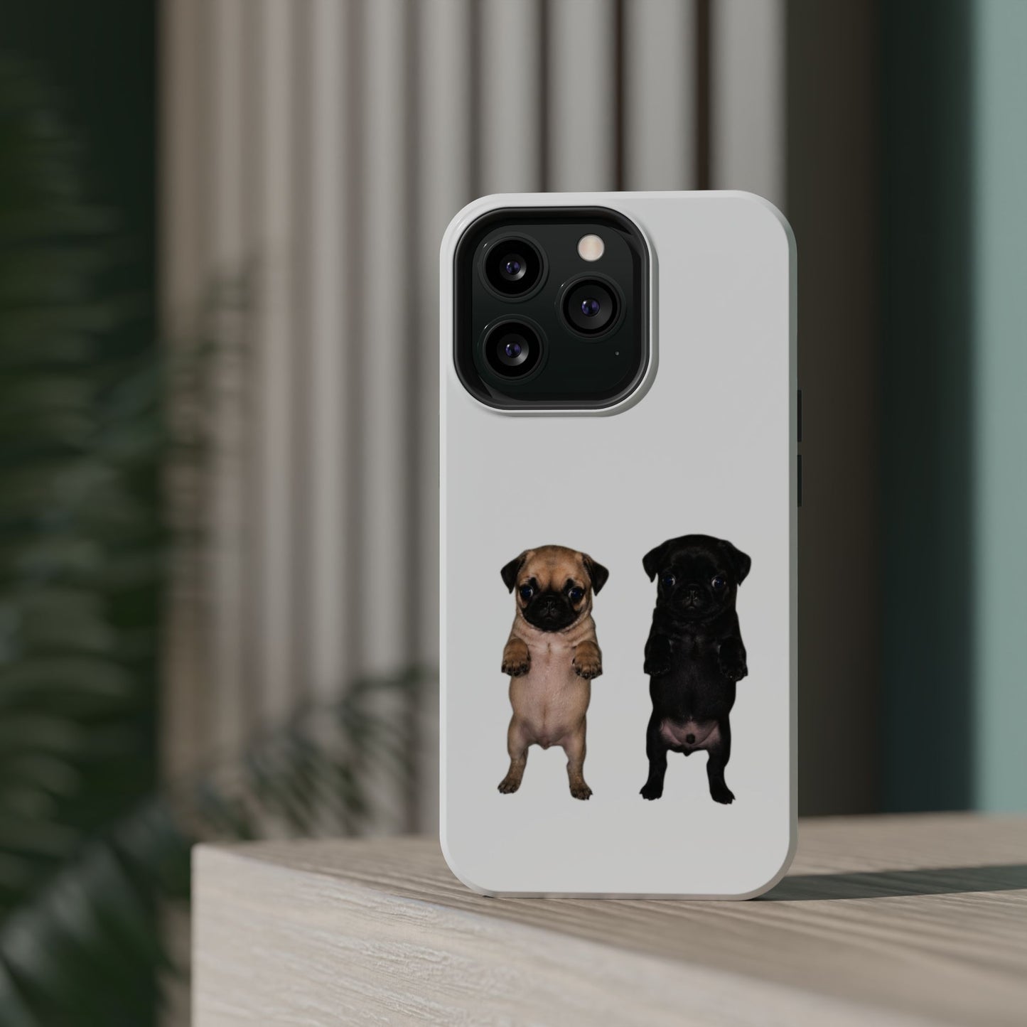 Cute Standing Pug Duo Magnetic Impact-Resistant Phone Case