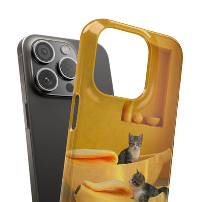 Cat Cozy Phone Case – Cute Kittens in Yellow Living Room Snap Case