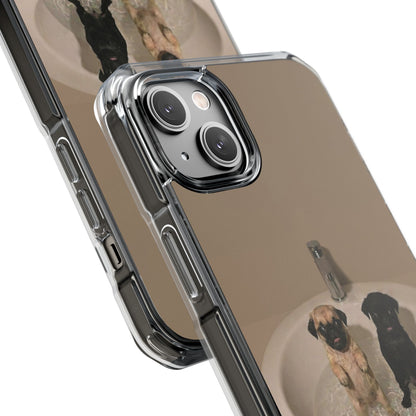 Clear Magnetic Phone Case – Cute Pups in Sink Photo Design