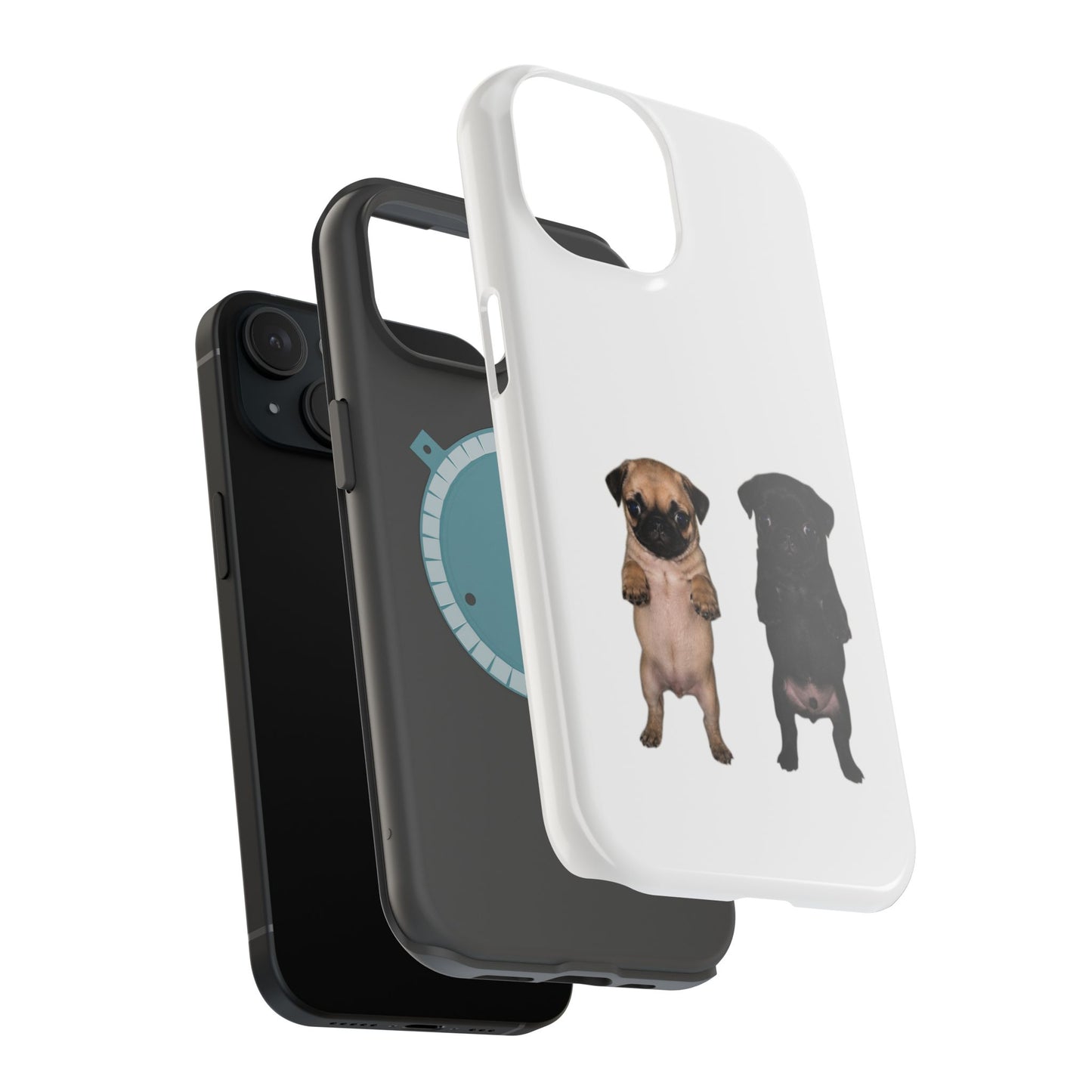 Cute Standing Pug Duo Magnetic Impact-Resistant Phone Case