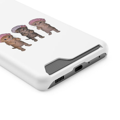 Cute Three Kittens Phone Case with Card Holder