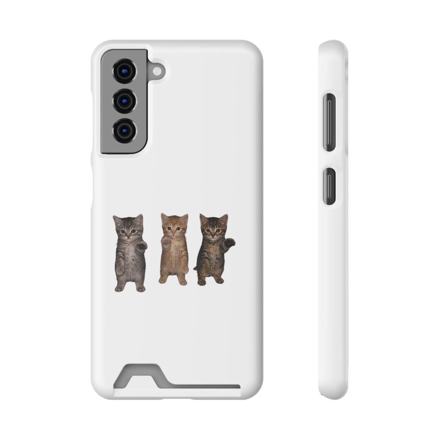 Cute Trio Kittens Phone Case with Card Holder