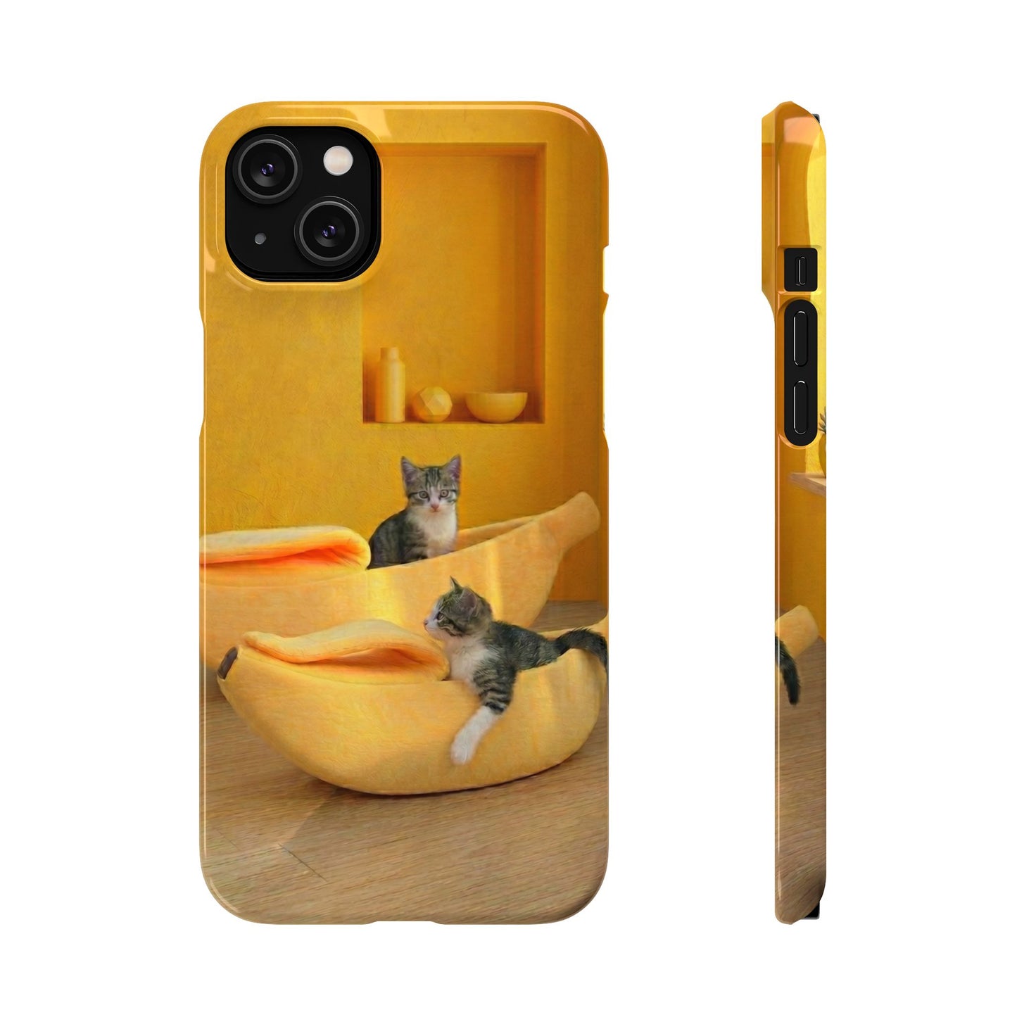 Cat Cozy Phone Case – Cute Kittens in Yellow Living Room Snap Case