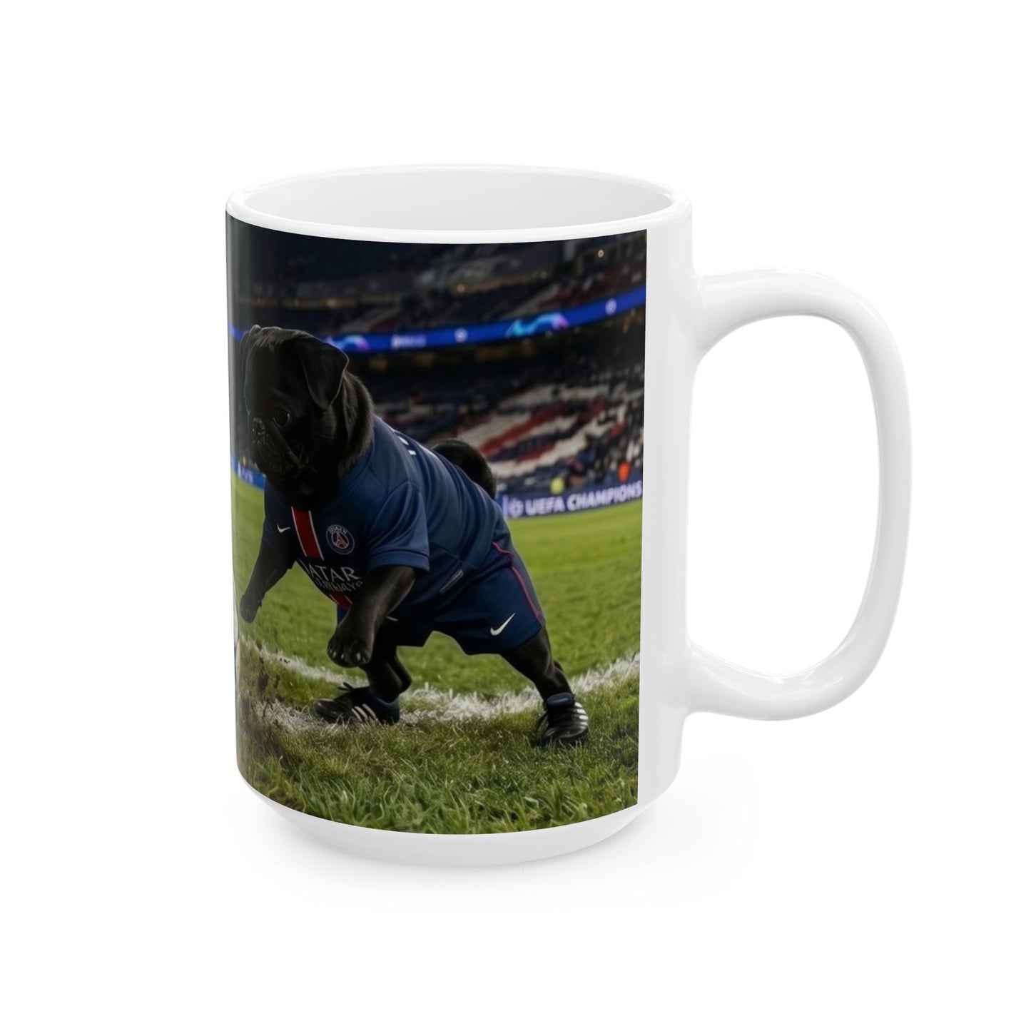Soccer Pups Ceramic Mug — Cute Dogs Playing Football (11oz/15oz)