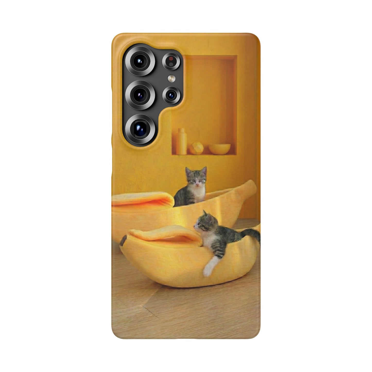 Cat Cozy Phone Case – Cute Kittens in Yellow Living Room Snap Case