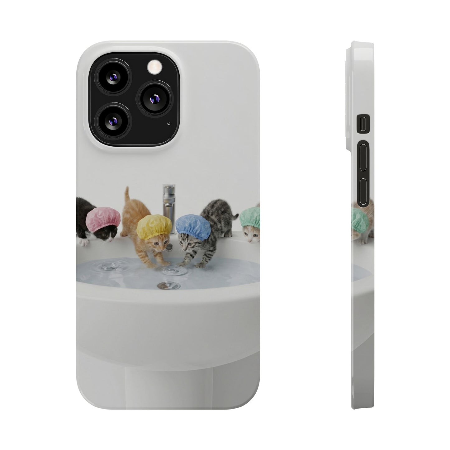 Slim Phone Case — Cute Kittens in Bathtub Design