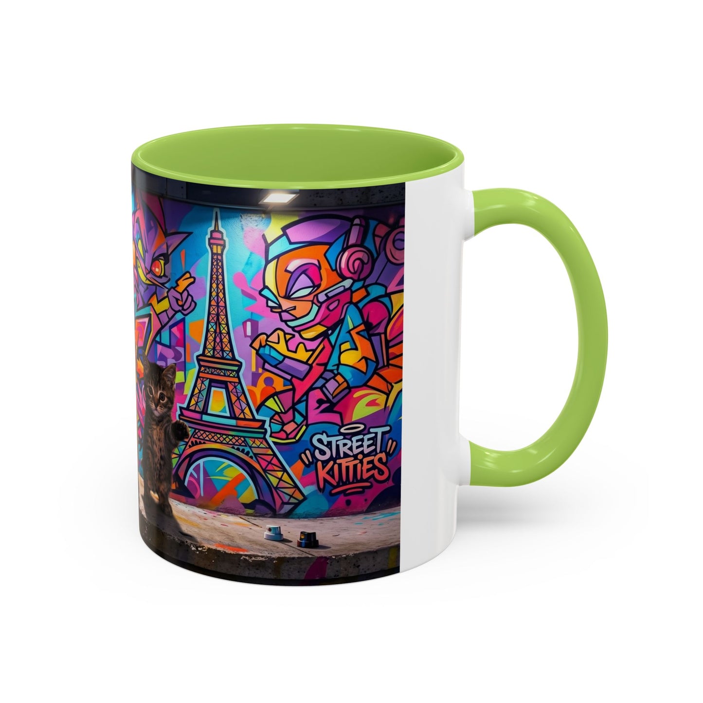 Street Kitties Graffiti Coffee Mug — Colorful Cat Art Accent Mug (11/15oz)