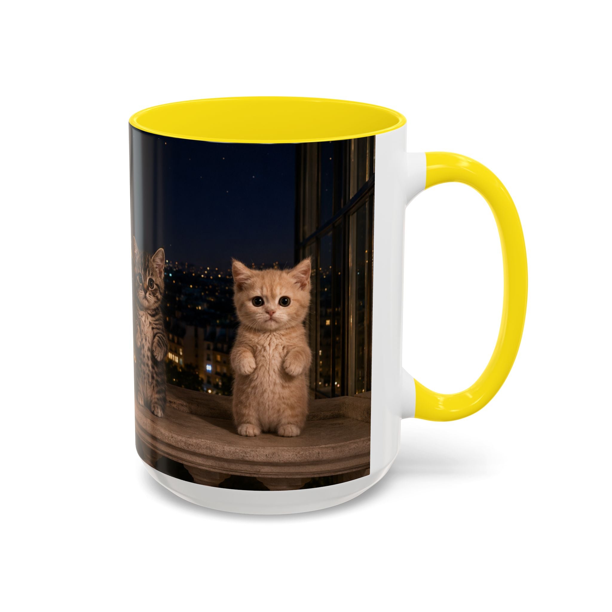 Paris Kittens Coffee Mug — Cute Cat Nightscape Accent Mug (11/15 oz)