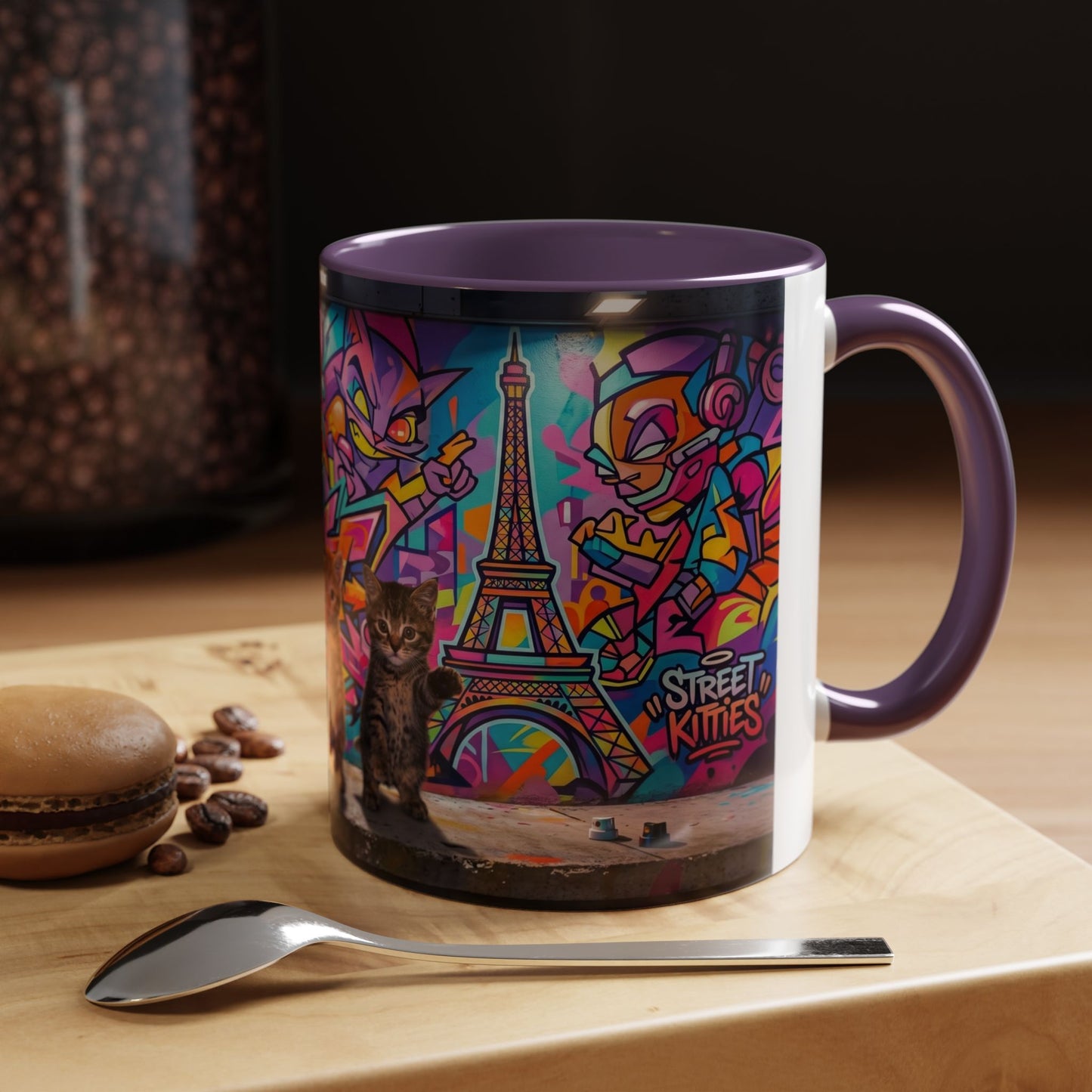 Street Kitties Graffiti Coffee Mug — Colorful Cat Art Accent Mug (11/15oz)