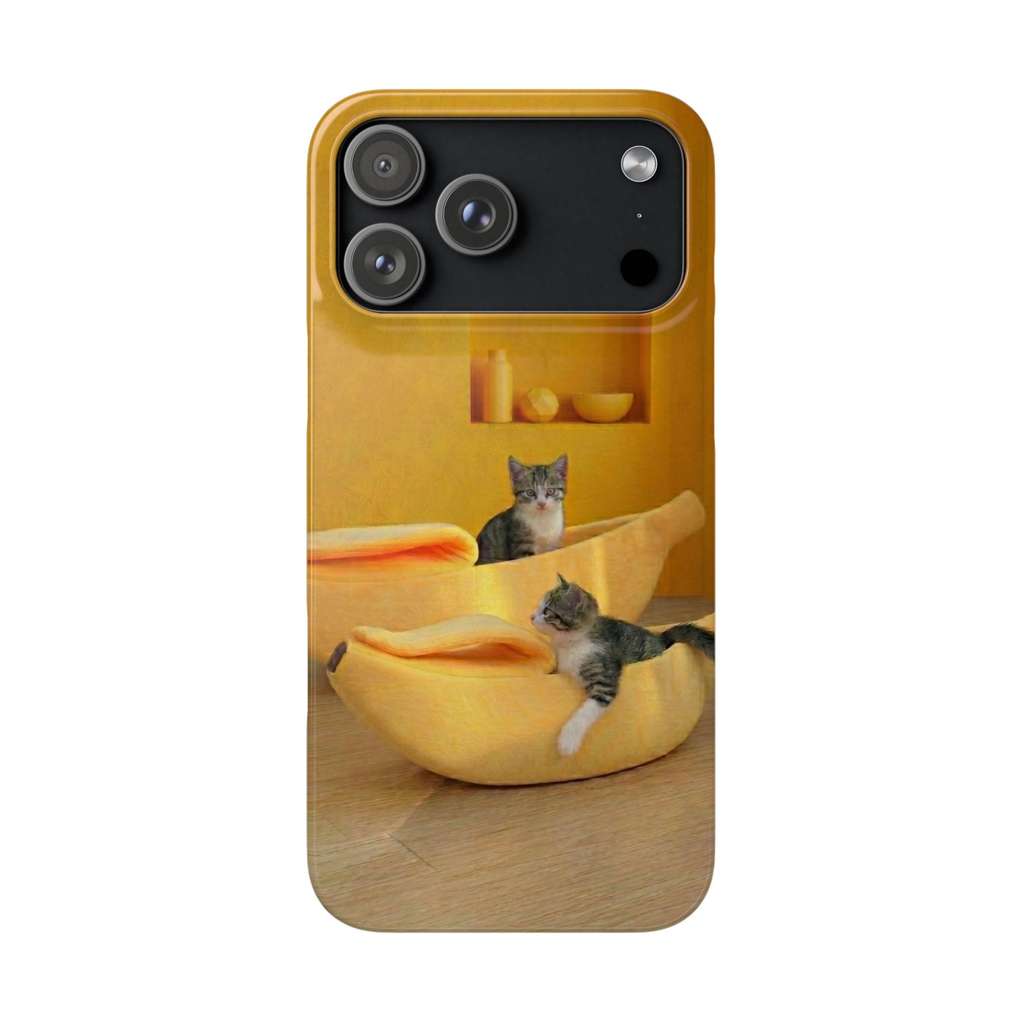 Cat Cozy Phone Case – Cute Kittens in Yellow Living Room Snap Case