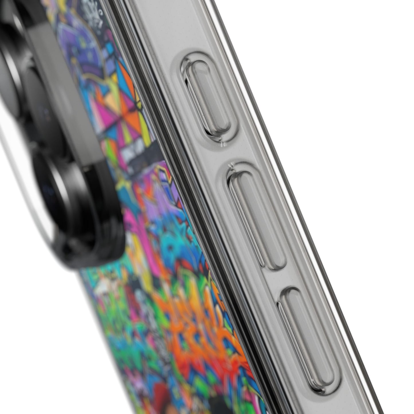 Clear Phone Case — Colorful Graffiti Pugs Design