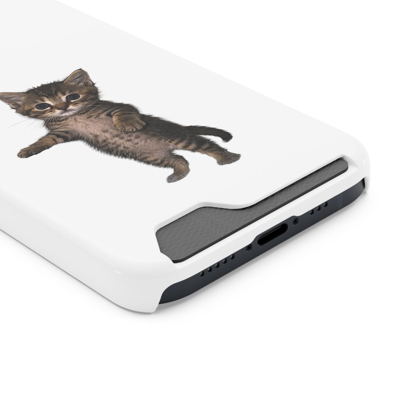 Cute Standing Kitten Phone Case with Card Holder