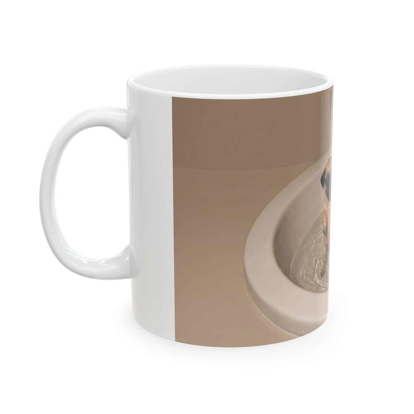 Pug & Labrador Bathtub Photo Ceramic Mug (11oz, 15oz) — Cute Dog Coffee Cup