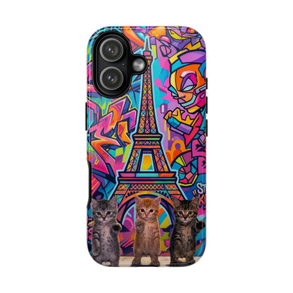 Cat Graffiti Eiffel Phone Case — Colorful Urban Parisian iPhone Cover