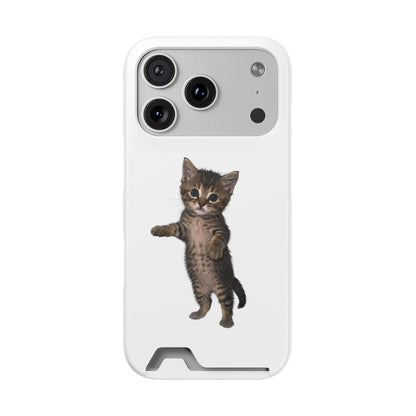 Cute Standing Kitten Phone Case with Card Holder