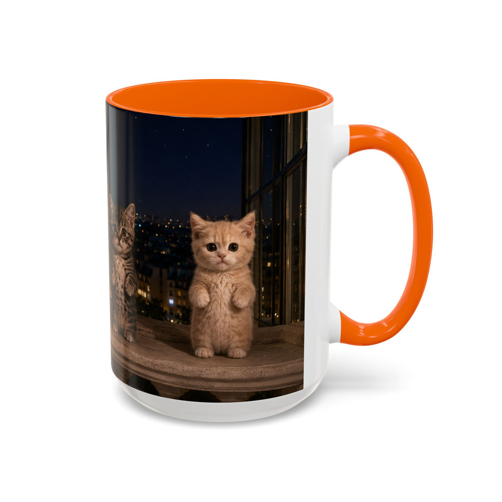 Paris Kittens Coffee Mug — Cute Cat Nightscape Accent Mug (11/15 oz)