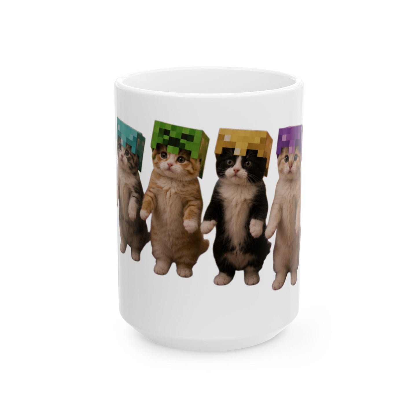 Cute Dancing Kittens Minecraft Helmet  Ceramic Mug (11oz & 15oz)
