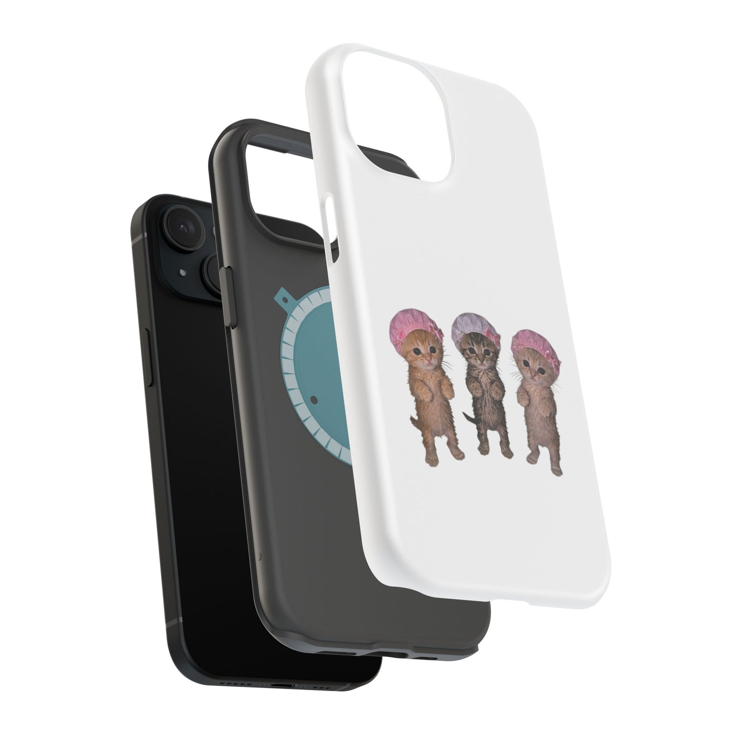 Cute Standing Kittens with Shower Caps  Phone Case