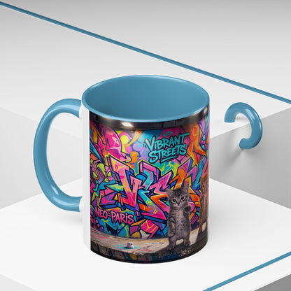 Street Kitties Graffiti Coffee Mug — Colorful Cat Art Accent Mug (11/15oz)