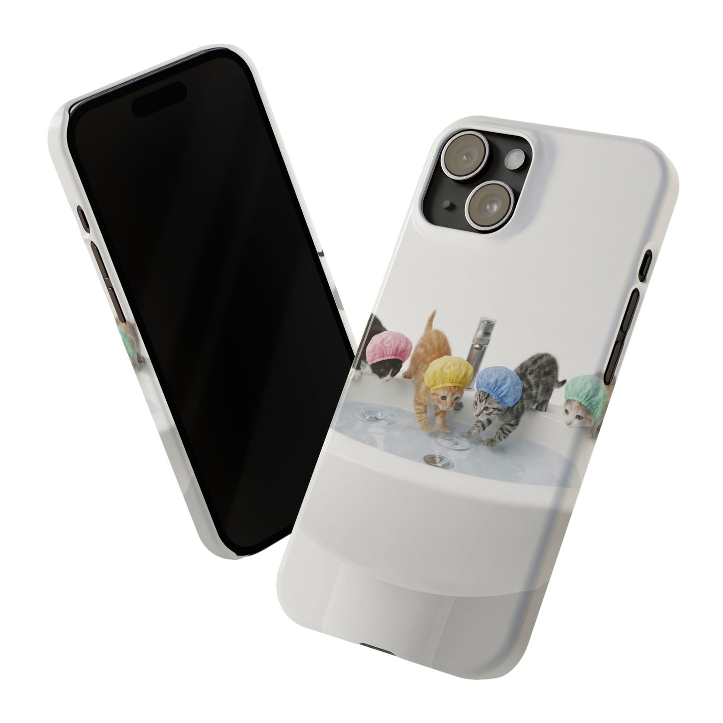 Slim Phone Case — Cute Kittens in Bathtub Design