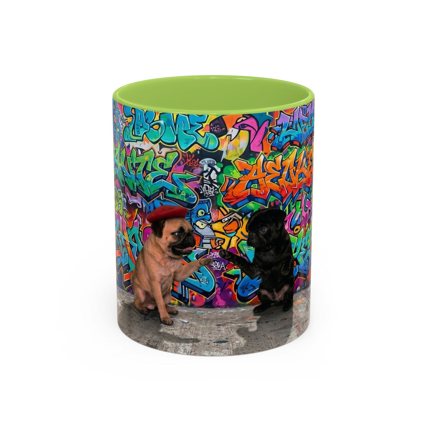 Graffiti Pug Coffee Mug — Colorful Street Art Accent Mug (11/15oz)
