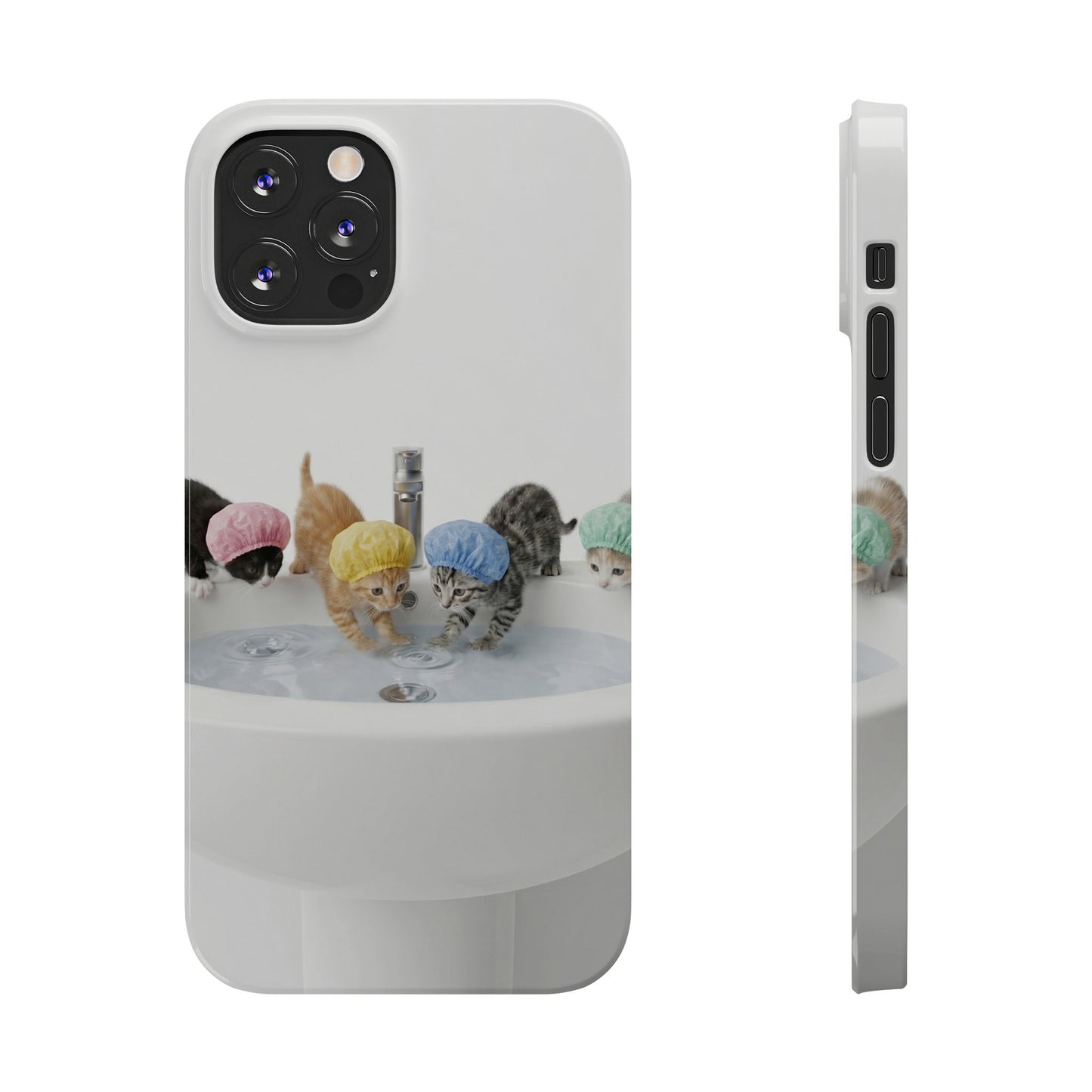 Slim Phone Case — Cute Kittens in Bathtub Design