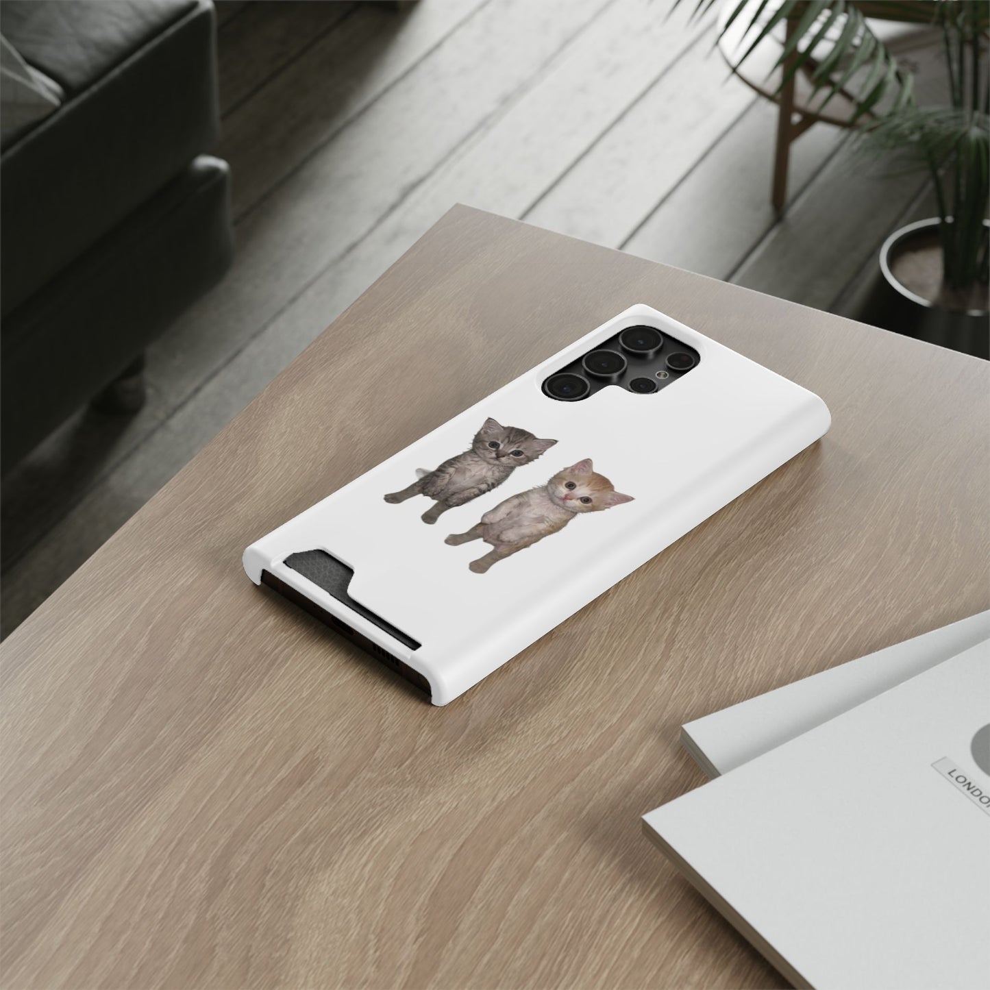 Duo Cute Kitten Phone Case with Card Holder