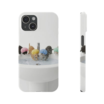 Slim Phone Case — Cute Kittens in Bathtub Design