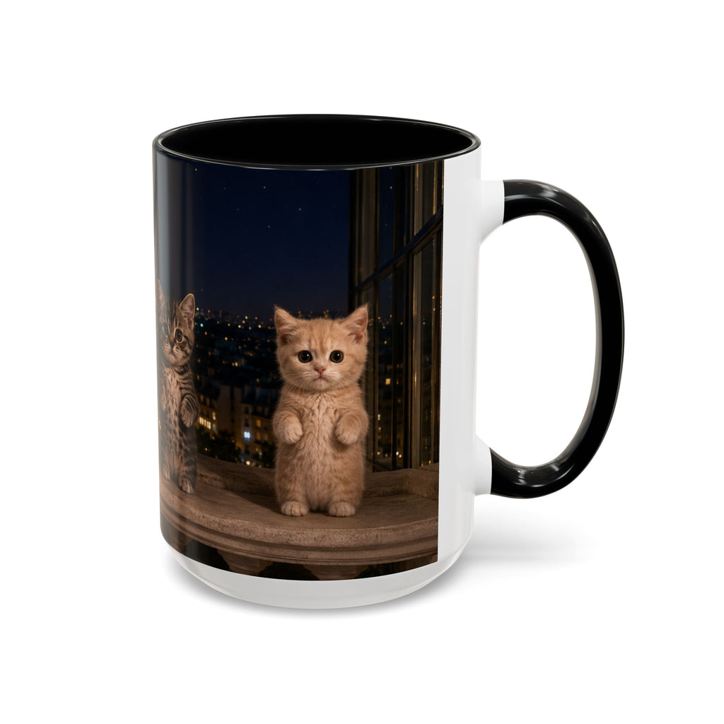 Paris Kittens Coffee Mug — Cute Cat Nightscape Accent Mug (11/15 oz)