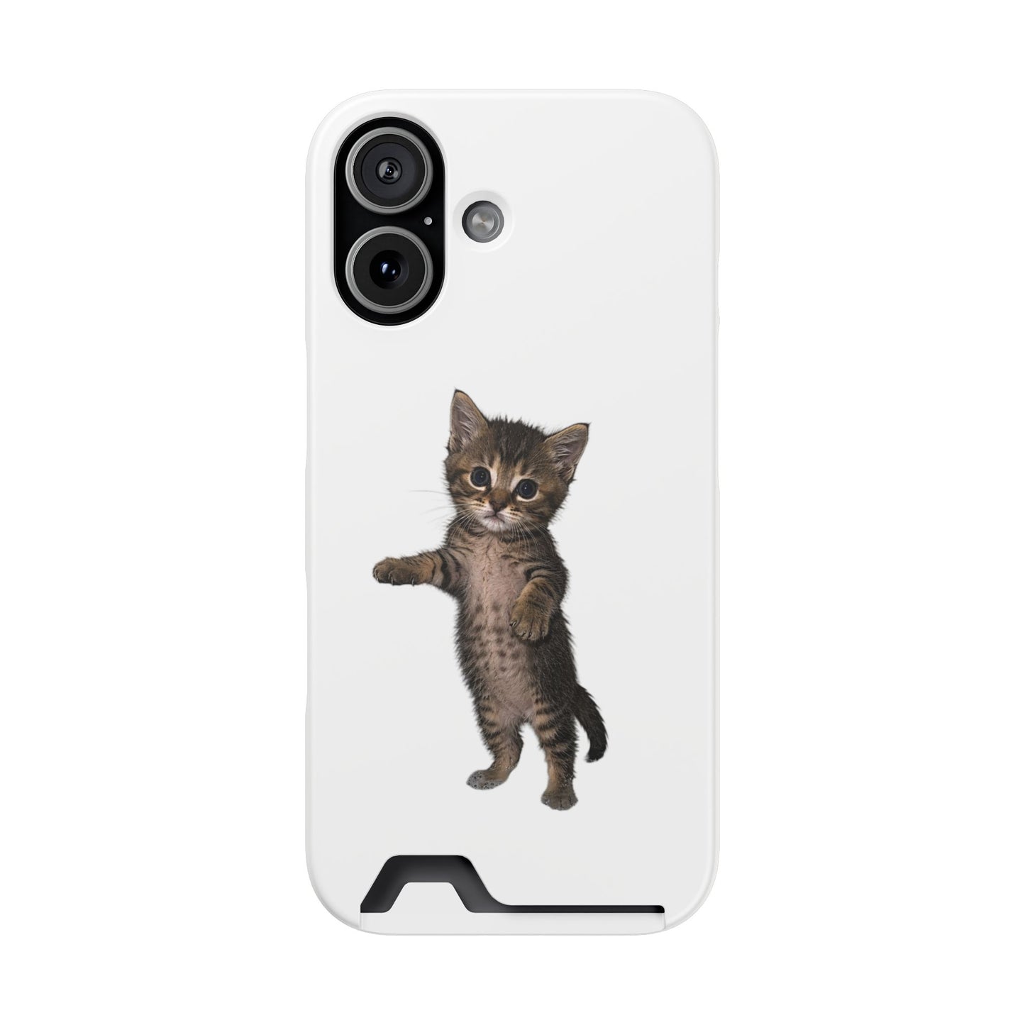 Cute Standing Kitten Phone Case with Card Holder