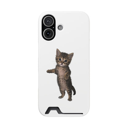 Cute Standing Kitten Phone Case with Card Holder